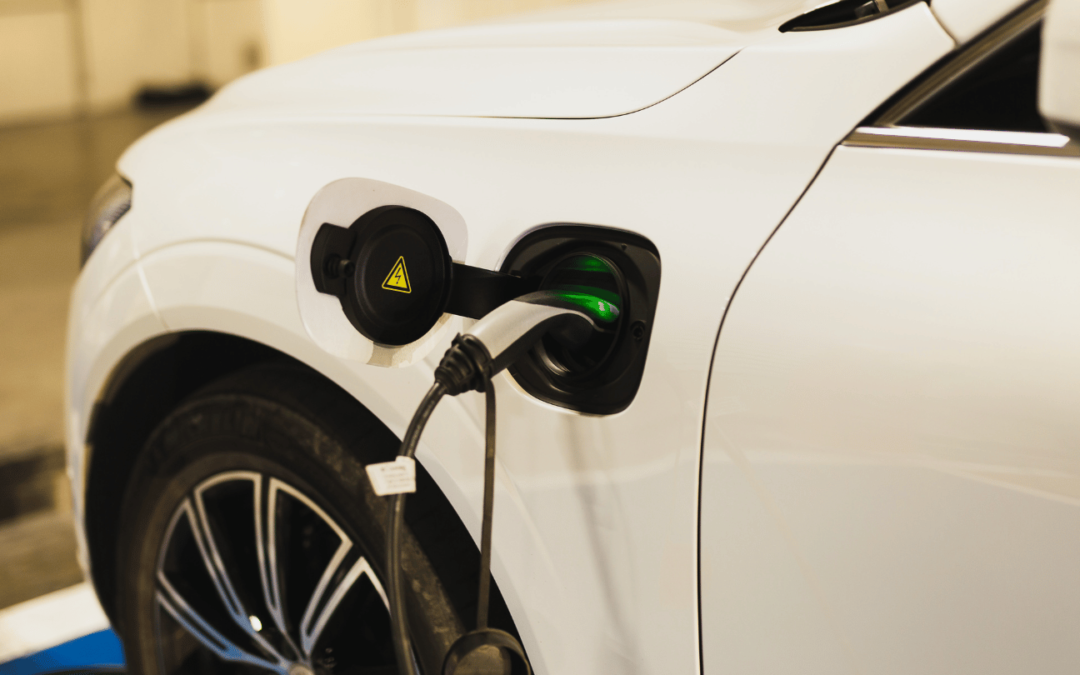 white ev charging at orange county ev charging station