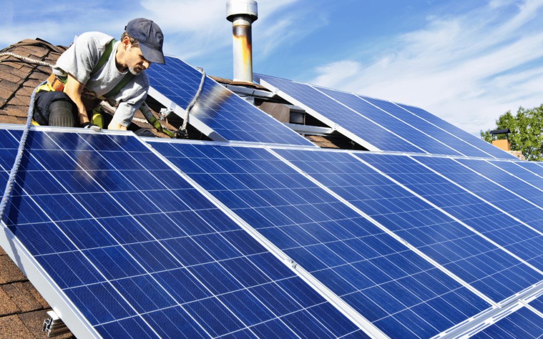 solar installer on roof in orange california