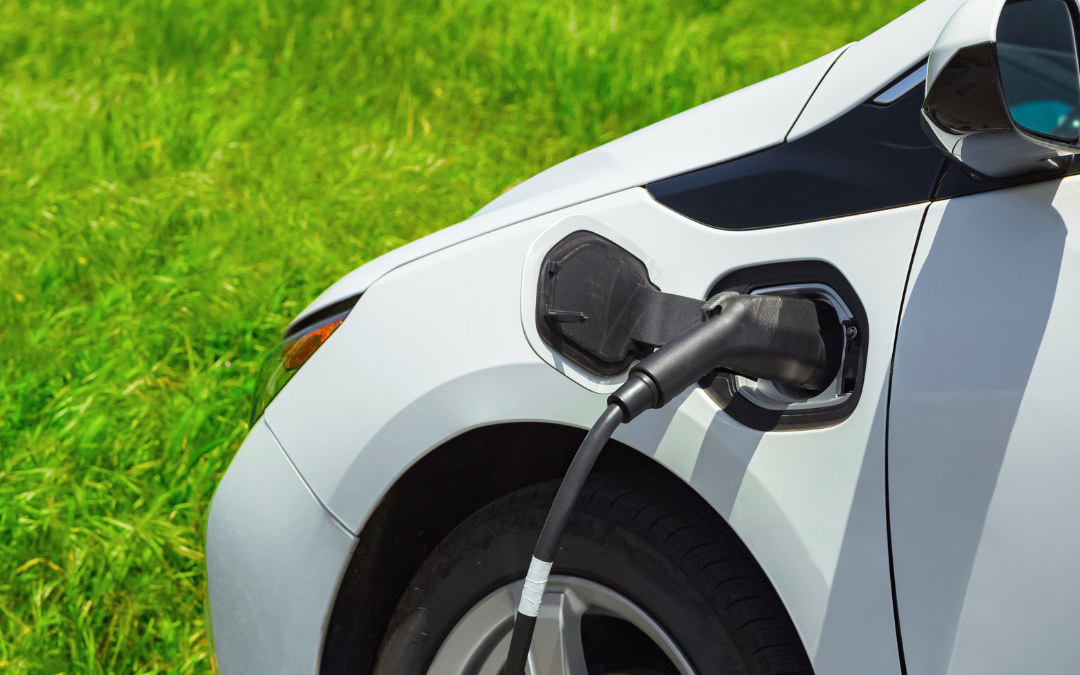 white car charging at orange county commercial ev charging station