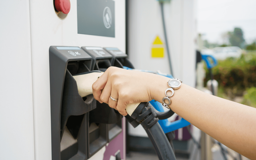 woman using a dc charger in irvine